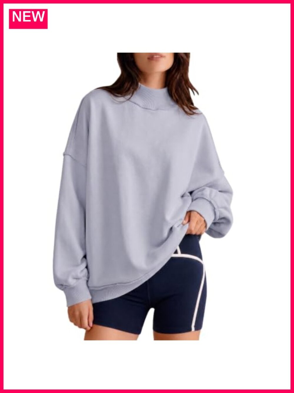 Mock Neck Sweatshirt Oversized Fleece Long Sleeve Pullover